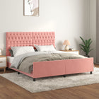 Bed frame with velvet pink headboard 180x200 cm