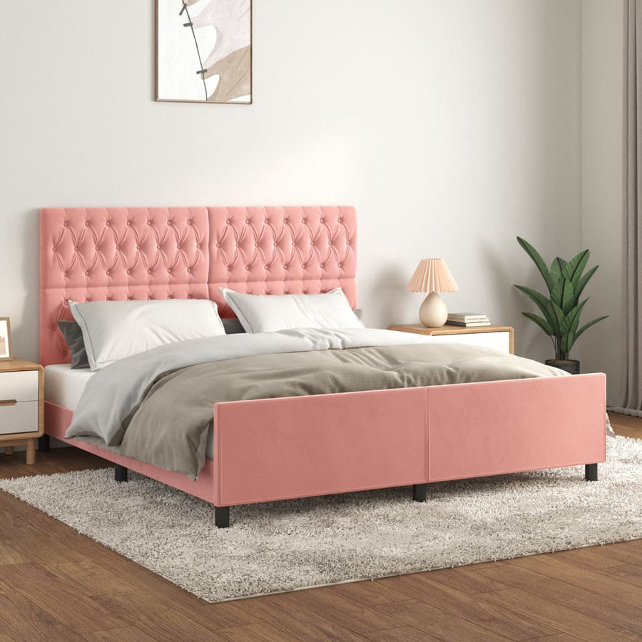 Bedframe Met Hoofdeinde Fluweel Roze 180 x 200 cm Getuft ontwerp