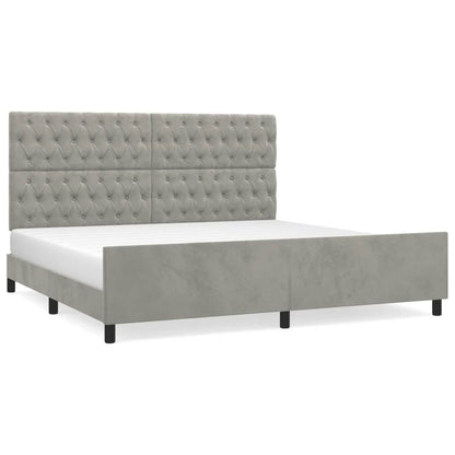 Bedframe Met Hoofdeinde Fluweel Lichtgrijs 200 x 200 cm Getuft ontwerp
