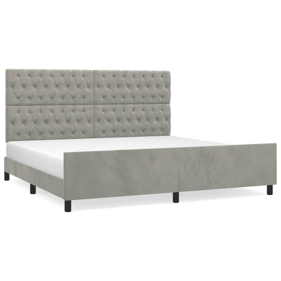 Bedframe Met Hoofdeinde Fluweel Lichtgrijs 200 x 200 cm Getuft ontwerp