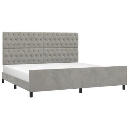 Bedframe Met Hoofdeinde Fluweel Lichtgrijs 200 x 200 cm Getuft ontwerp