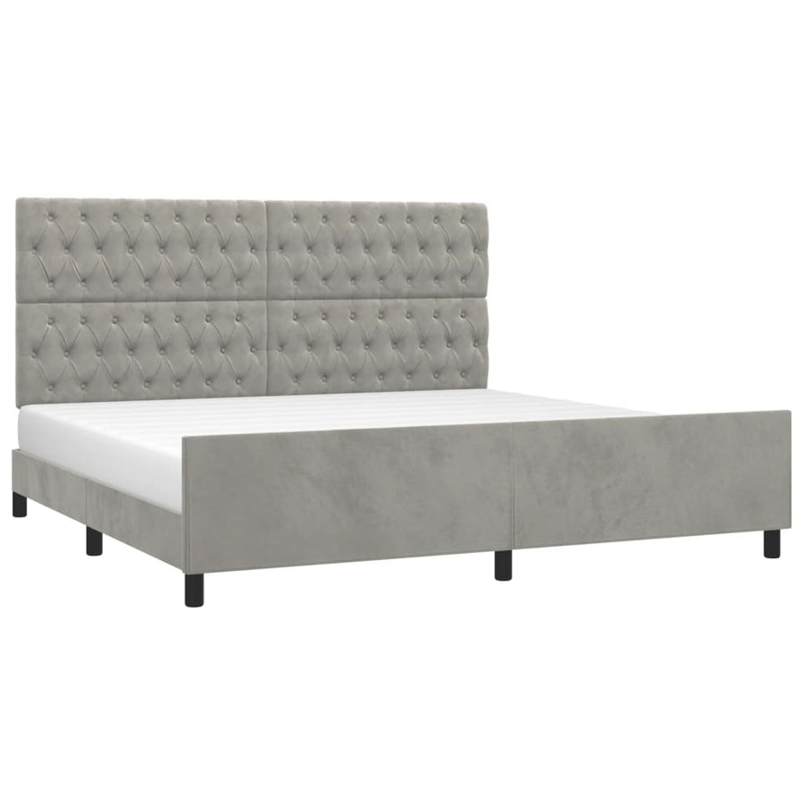 Bedframe Met Hoofdeinde Fluweel Lichtgrijs 200 x 200 cm Getuft ontwerp