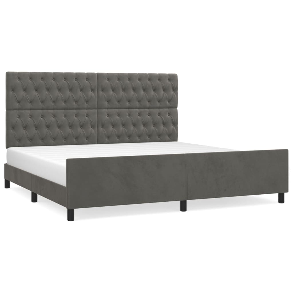Bedframe Met Hoofdeinde Fluweel Donkergrijs 200 x 200 cm Getuft ontwerp