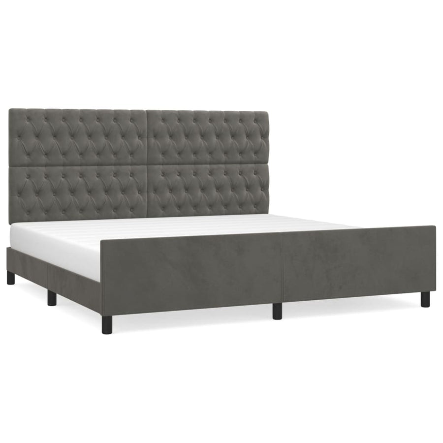 Bedframe Met Hoofdeinde Fluweel Donkergrijs 200 x 200 cm Getuft ontwerp