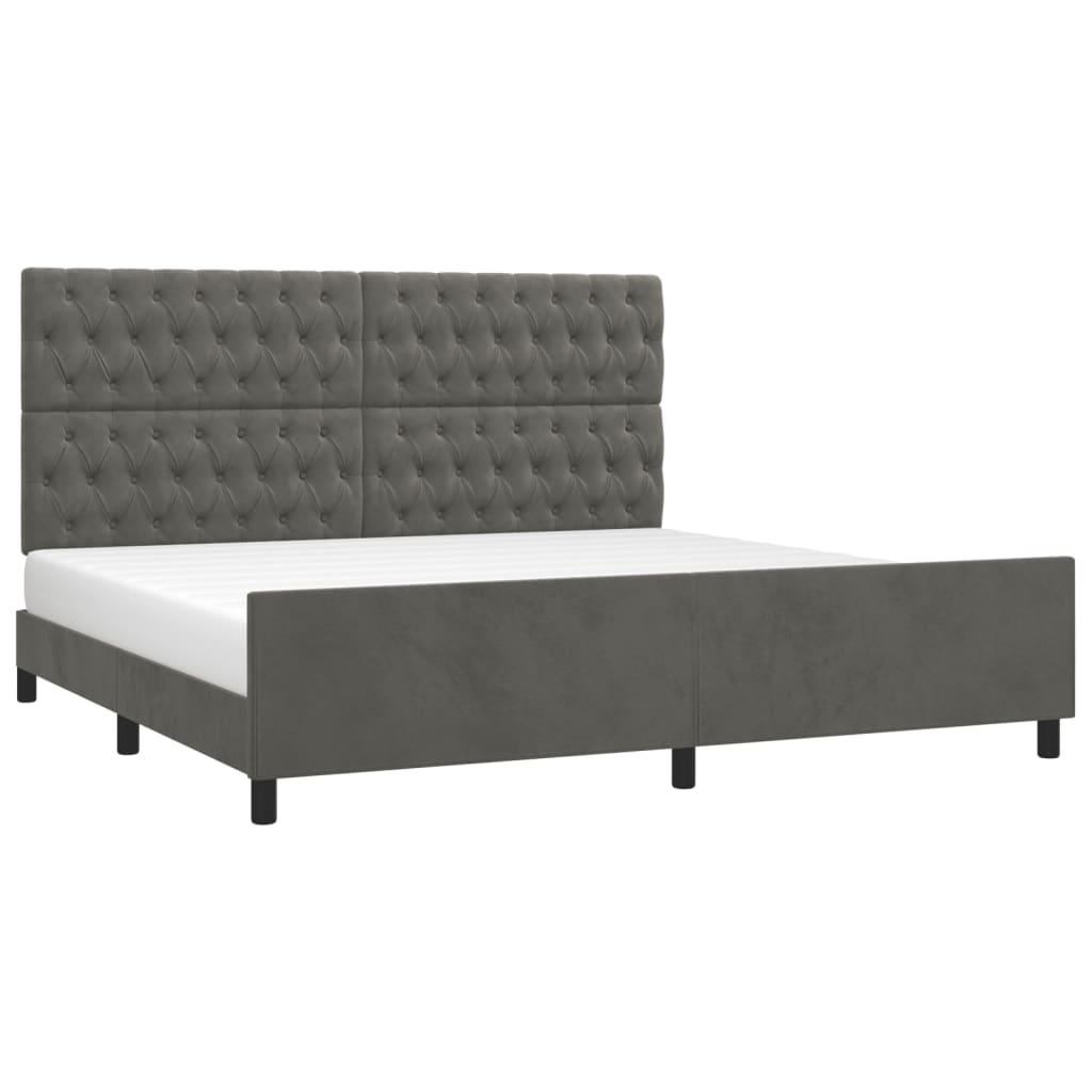 Bedframe Met Hoofdeinde Fluweel Donkergrijs 200 x 200 cm Getuft ontwerp