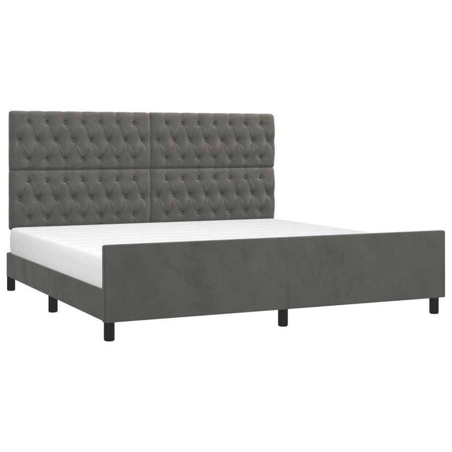 Bedframe Met Hoofdeinde Fluweel Donkergrijs 200 x 200 cm Getuft ontwerp