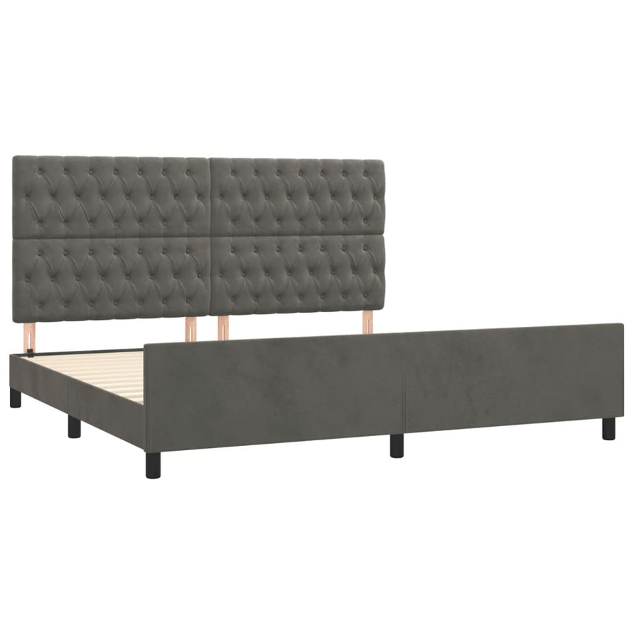 Bedframe Met Hoofdeinde Fluweel Donkergrijs 200 x 200 cm Getuft ontwerp