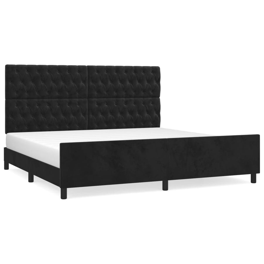 Bedframe Met Hoofdeinde Fluweel Zwart 200 x 200 cm Getuft ontwerp