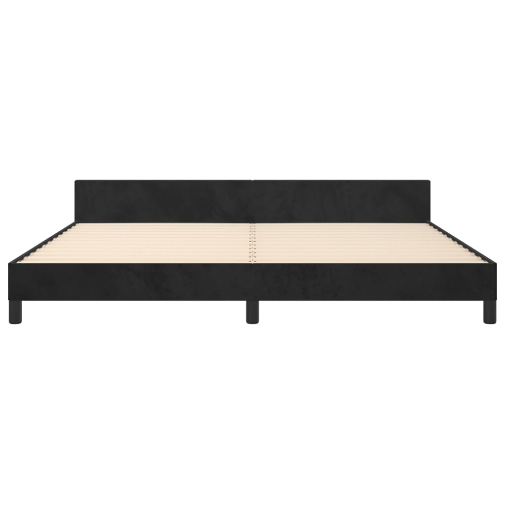 Bedframe Met Hoofdeinde Fluweel Zwart 200 x 200 cm Getuft ontwerp