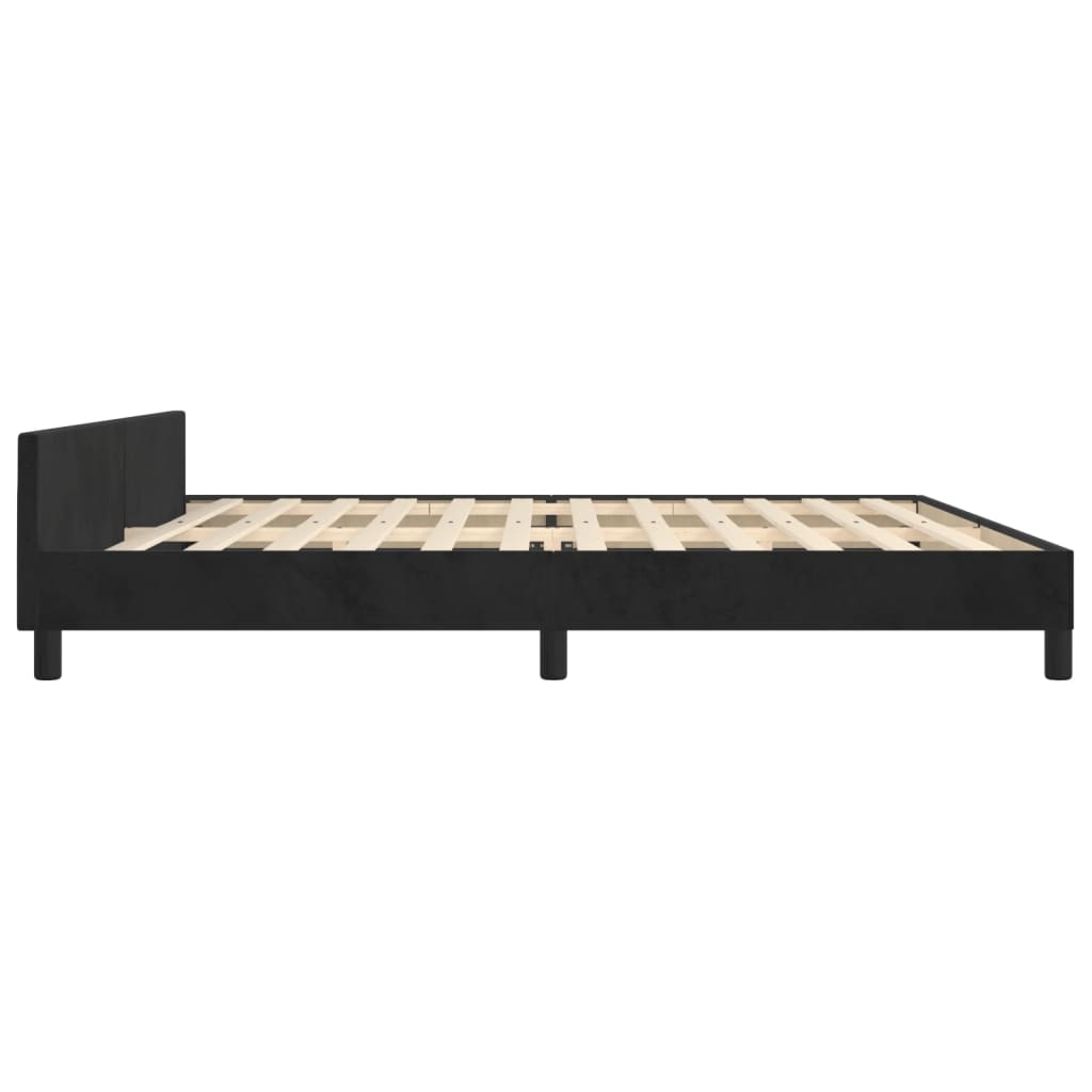 Bedframe Met Hoofdeinde Fluweel Zwart 200 x 200 cm Getuft ontwerp