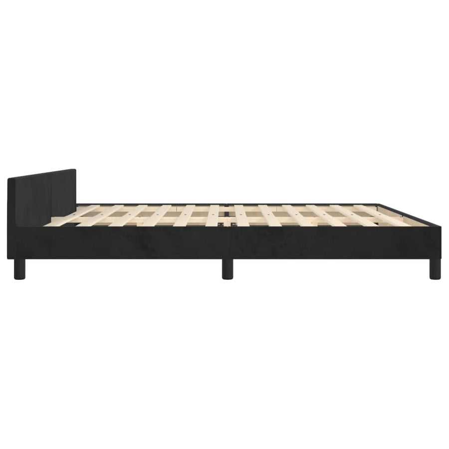 Bedframe Met Hoofdeinde Fluweel Zwart 200 x 200 cm Getuft ontwerp
