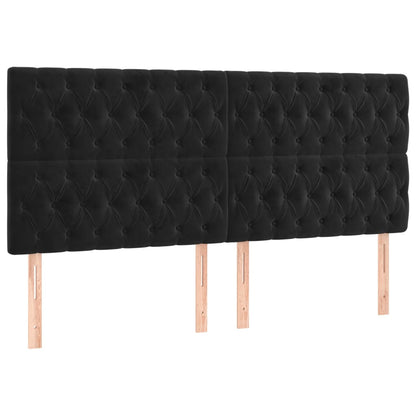 Bedframe Met Hoofdeinde Fluweel Zwart 200 x 200 cm Getuft ontwerp