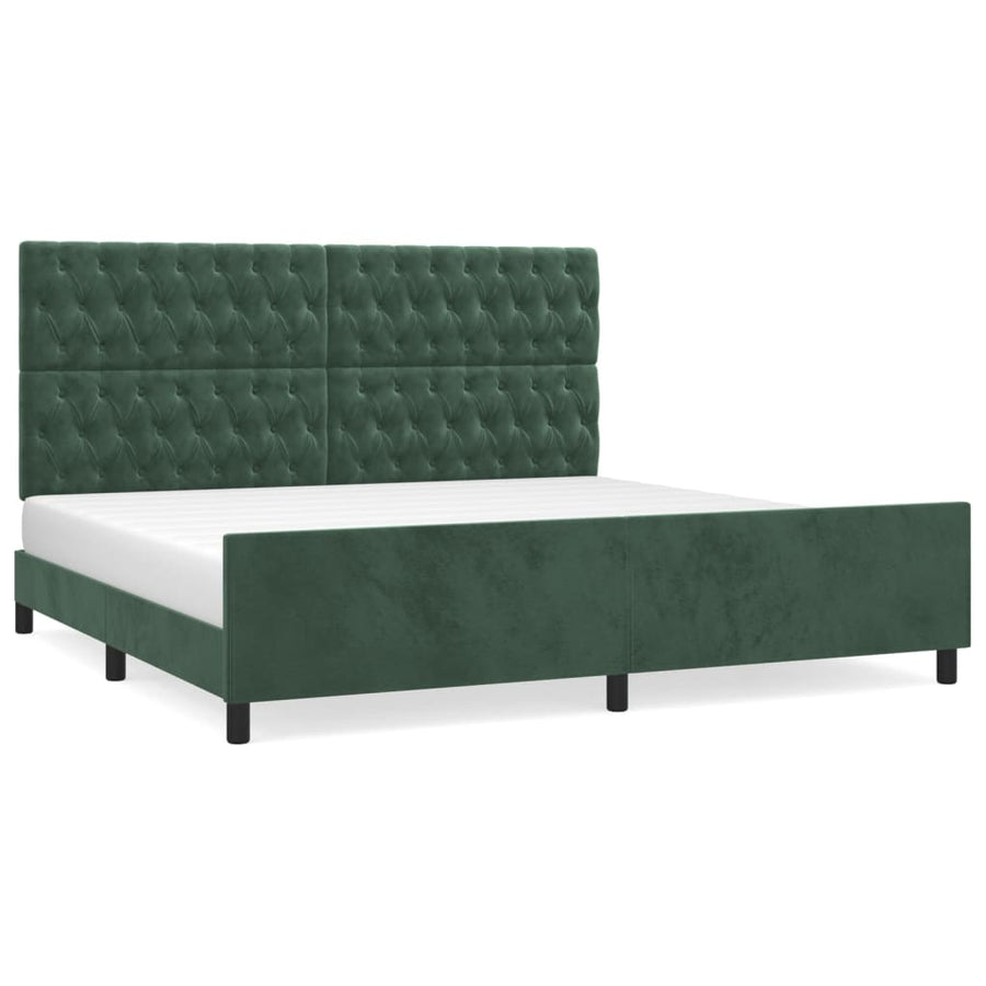 Bedframe Met Hoofdeinde Fluweel Donkergroen 200 x 200 cm Getuft ontwerp