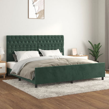 Bedframe Met Hoofdeinde Fluweel Donkergroen 200 x 200 cm Getuft ontwerp