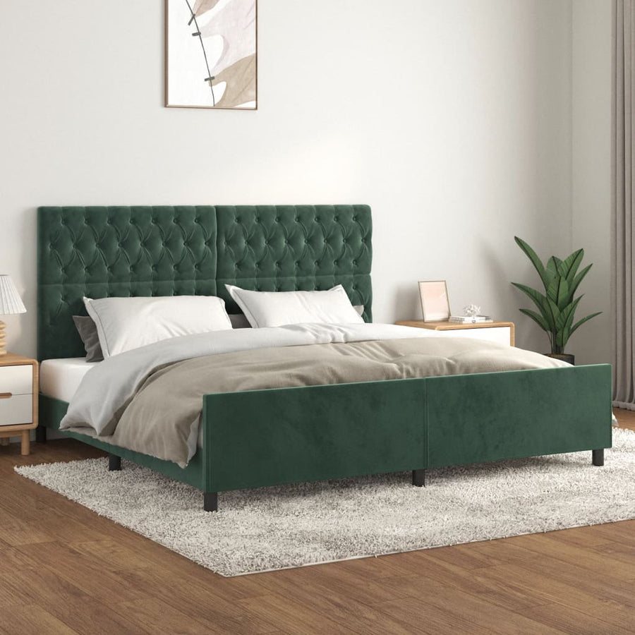 Bedframe Met Hoofdeinde Fluweel Donkergroen 200 x 200 cm Getuft ontwerp