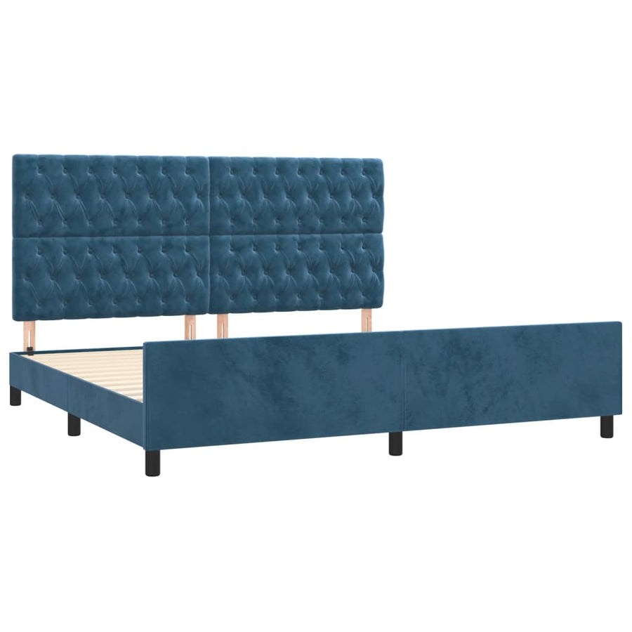 Bedframe Met Hoofdeinde Fluweel Donkerblauw 200 x 200 cm Getuft ontwerp