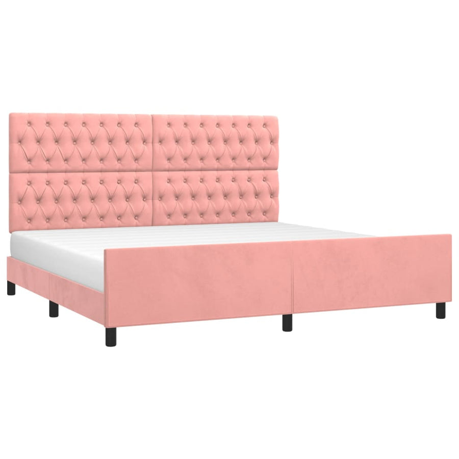 Bedframe Met Hoofdeinde Fluweel Roze 200 x 200 cm Getuft ontwerp