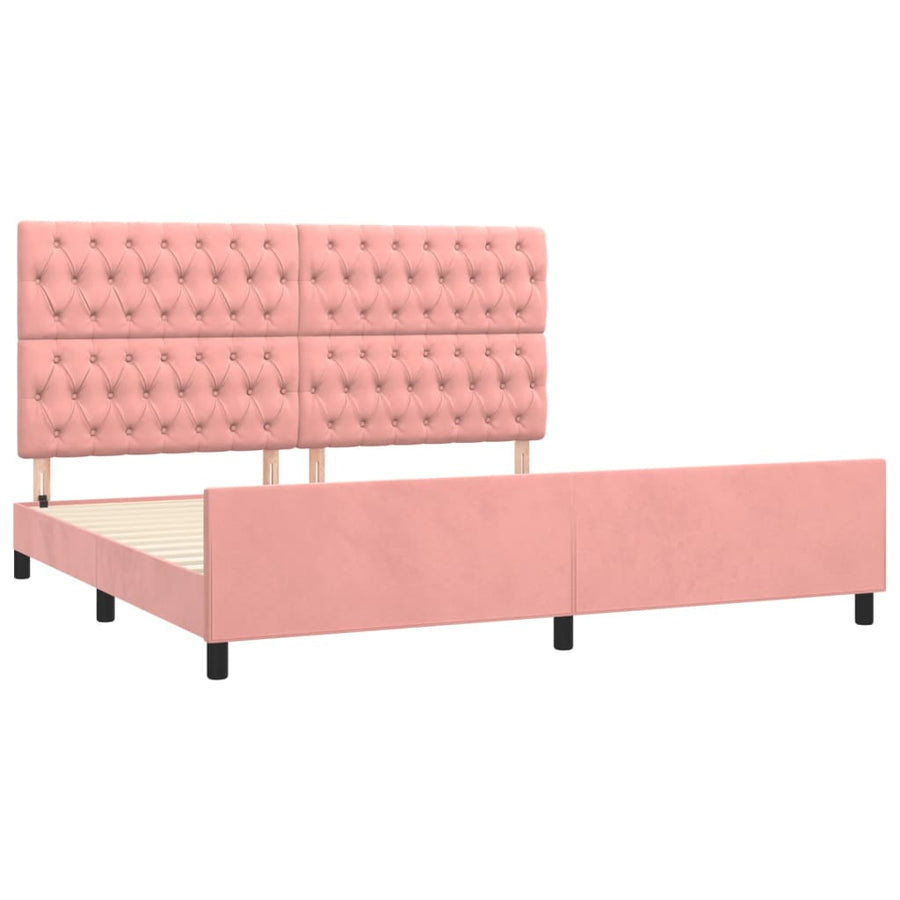 Bedframe Met Hoofdeinde Fluweel Roze 200 x 200 cm Getuft ontwerp