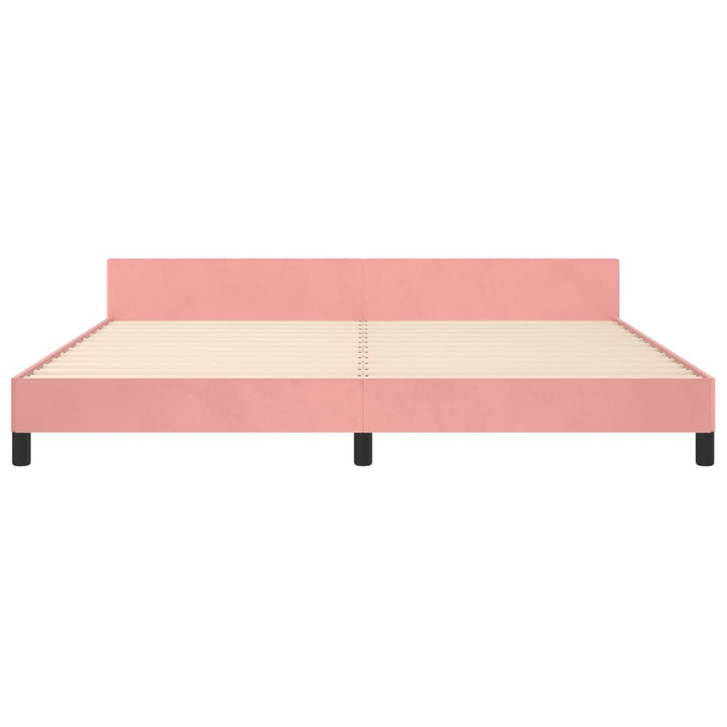 Bedframe Met Hoofdeinde Fluweel Roze 200 x 200 cm Getuft ontwerp