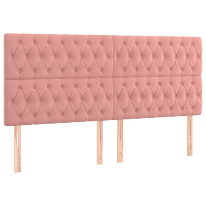 Bedframe Met Hoofdeinde Fluweel Roze 200 x 200 cm Getuft ontwerp