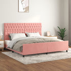 Pink velvet bed frame with headboard 200x200 cm
