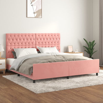 Bedframe Met Hoofdeinde Fluweel Roze 200 x 200 cm Getuft ontwerp