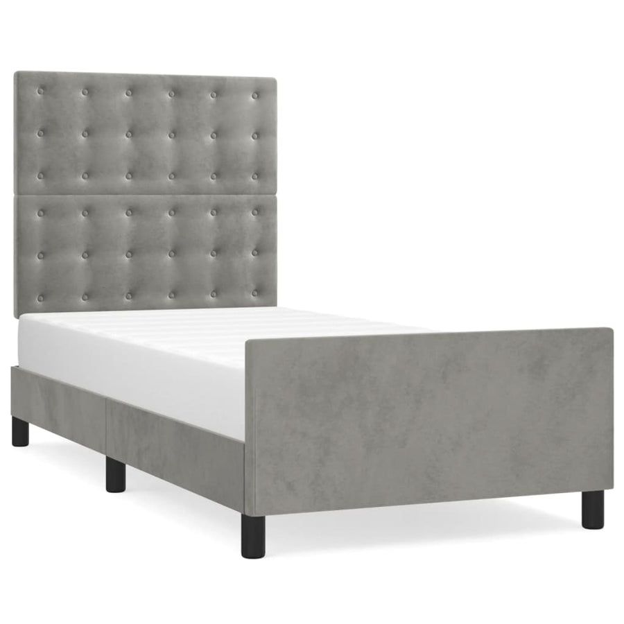 Bedframe Met Hoofdeinde Fluweel Lichtgrijs 80 x 200 cm Knopen
