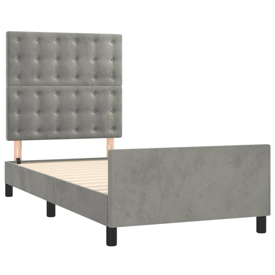 Bedframe Met Hoofdeinde Fluweel Lichtgrijs 80 x 200 cm Knopen