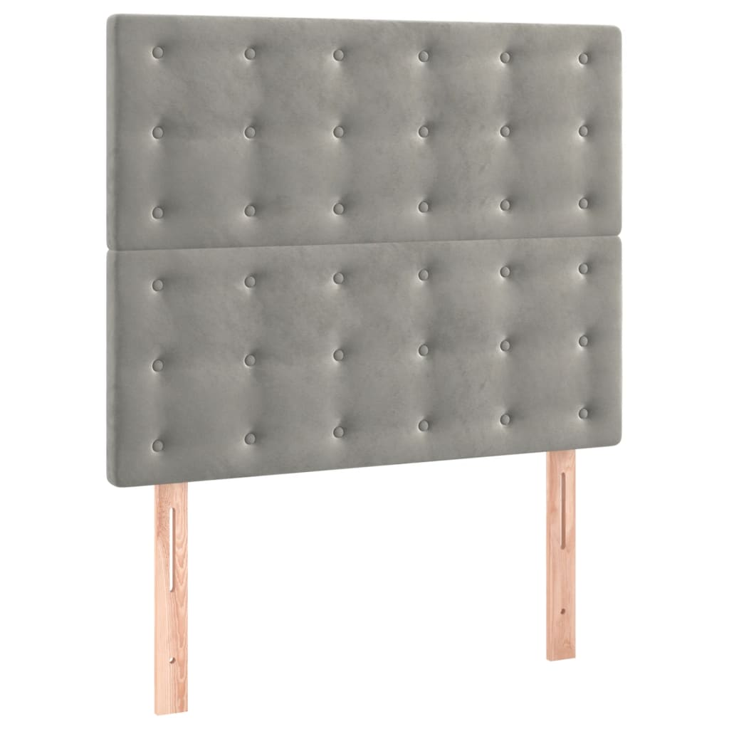 Bedframe Met Hoofdeinde Fluweel Lichtgrijs 80 x 200 cm Knopen