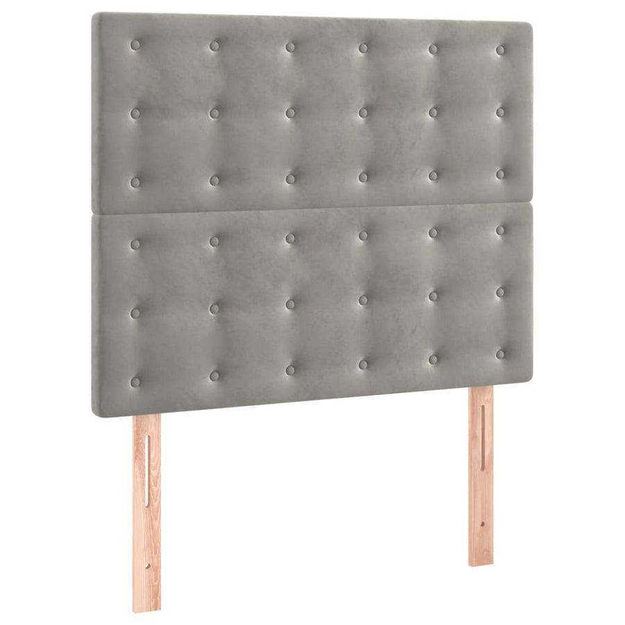 Bedframe Met Hoofdeinde Fluweel Lichtgrijs 80 x 200 cm Knopen
