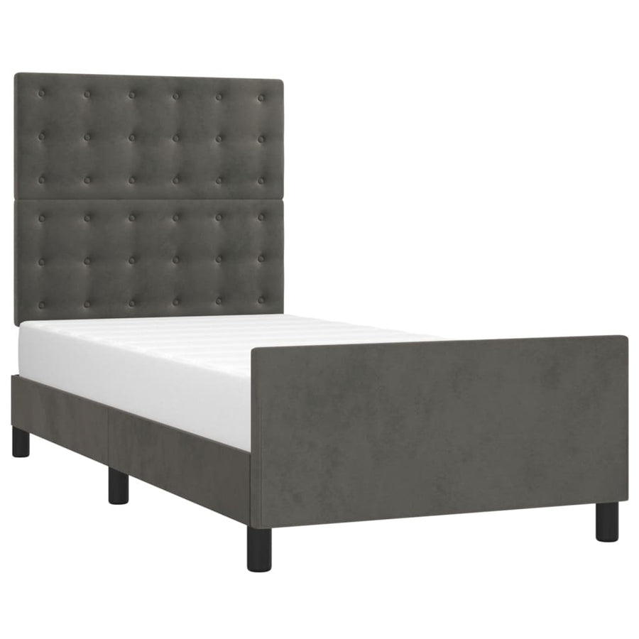 Bedframe Met Hoofdeinde Fluweel Donkergrijs 80 x 200 cm Knopen