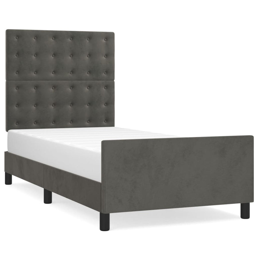Bedframe Met Hoofdeinde Fluweel Donkergrijs 80 x 200 cm Knopen