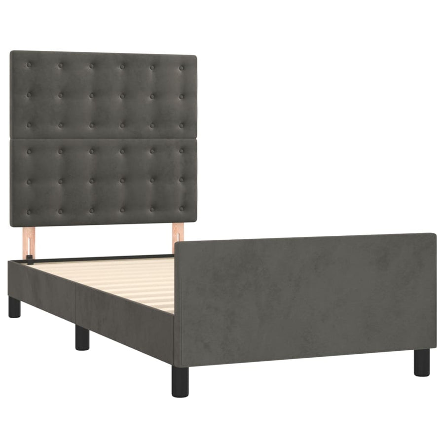 Bedframe Met Hoofdeinde Fluweel Donkergrijs 80 x 200 cm Knopen