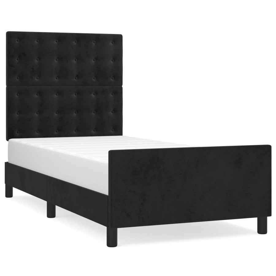 Bedframe Met Hoofdeinde Fluweel Zwart 80 x 200 cm Knopen