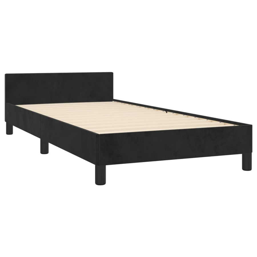 Bedframe Met Hoofdeinde Fluweel Zwart 80 x 200 cm Knopen