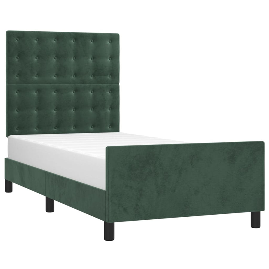 Bedframe Met Hoofdeinde Fluweel Donkergroen 80 x 200 cm Knopen