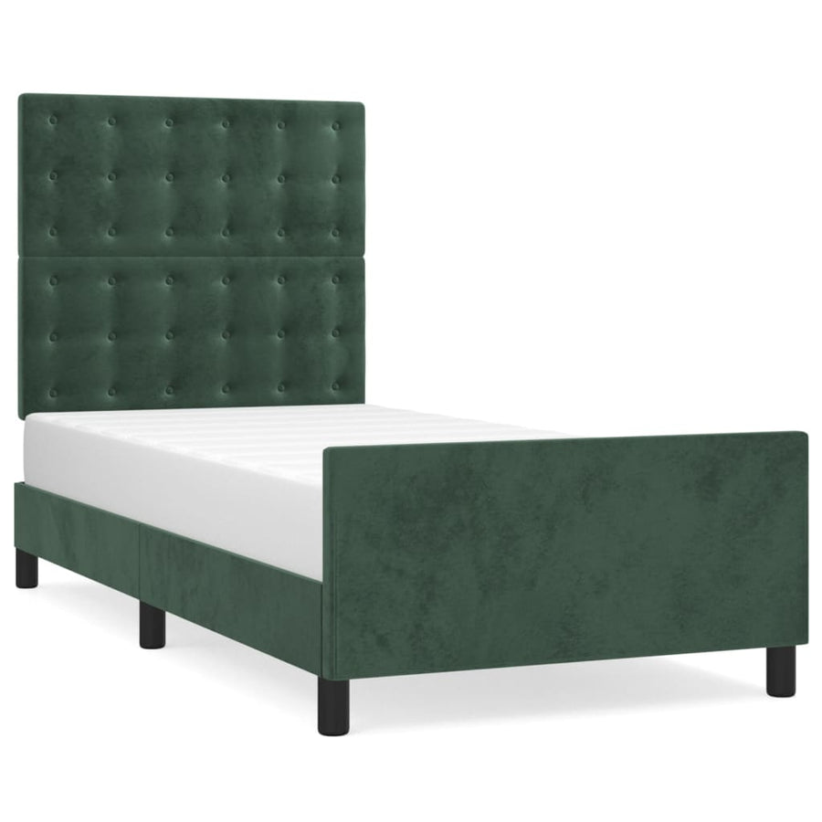 Bedframe Met Hoofdeinde Fluweel Donkergroen 80 x 200 cm Knopen