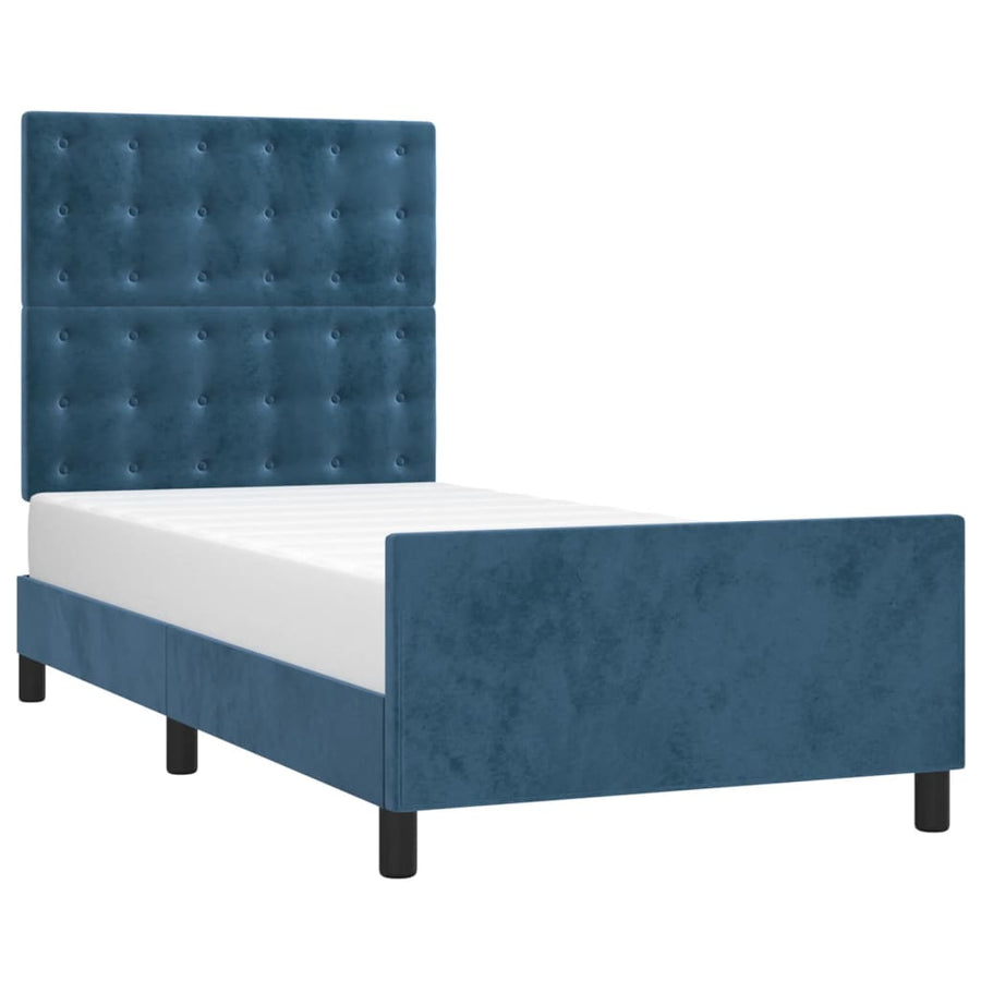 Bedframe Met Hoofdeinde Fluweel Donkerblauw 80 x 200 cm Knopen