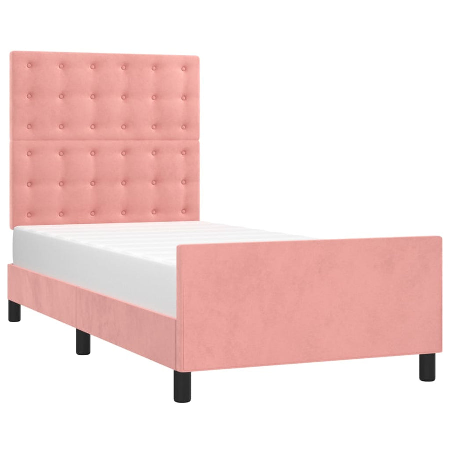 Bedframe Met Hoofdeinde Fluweel Roze 80 x 200 cm Knopen