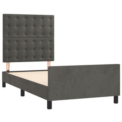 Bedframe Met Hoofdeinde Fluweel Donkergrijs 90 x 190 cm Knopen