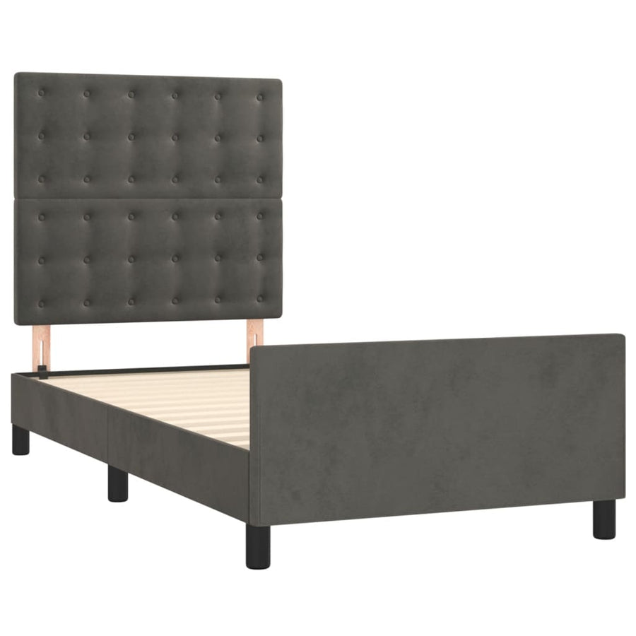 Bedframe Met Hoofdeinde Fluweel Donkergrijs 90 x 190 cm Knopen