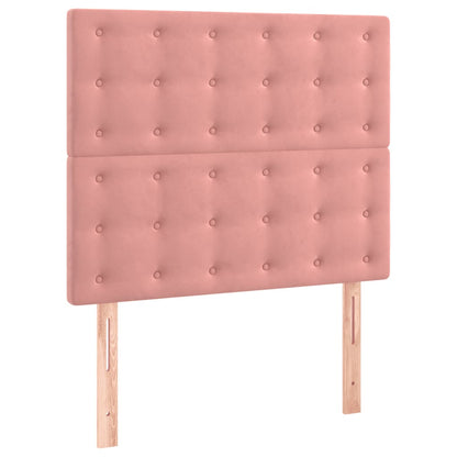 Bedframe Met Hoofdeinde Fluweel Roze 90X190 Cm 90 x 190 cm Knopen