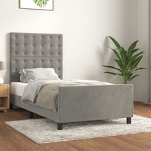 Bedframe Met Hoofdeinde Fluweel Lichtgrijs 90 x 200 cm Knopen