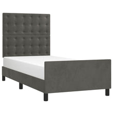 Bedframe Met Hoofdeinde Fluweel Donkergrijs 90 x 200 cm Knopen