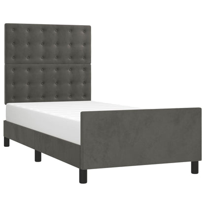 Bedframe Met Hoofdeinde Fluweel Donkergrijs 90 x 200 cm Knopen