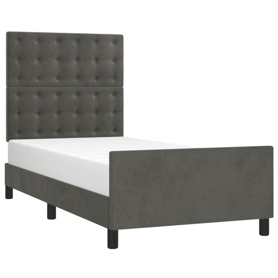 Bedframe Met Hoofdeinde Fluweel Donkergrijs 90 x 200 cm Knopen