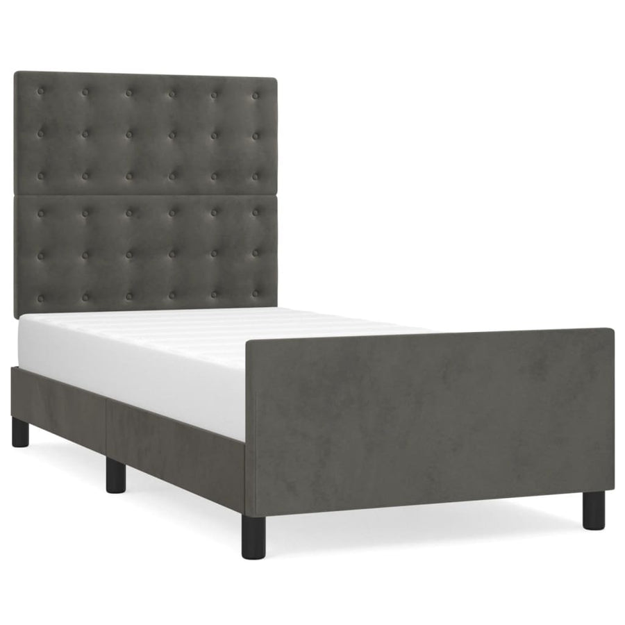 Bedframe Met Hoofdeinde Fluweel Donkergrijs 90 x 200 cm Knopen