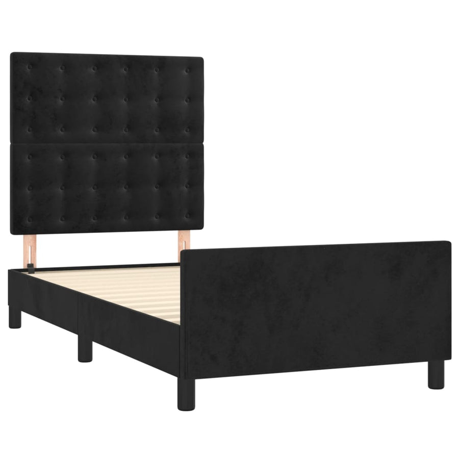 Bedframe Met Hoofdeinde Fluweel Zwart 90 x 200 cm Knopen