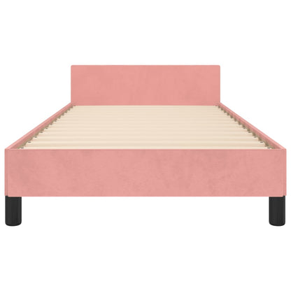 Bedframe Met Hoofdeinde Fluweel Roze 90X200 Cm 90 x 200 cm Knopen