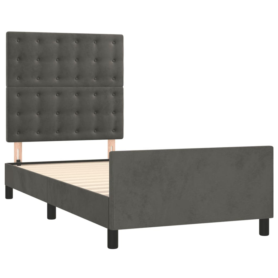 Bedframe Met Hoofdeinde Fluweel Donkergrijs 100 x 200 cm Knopen